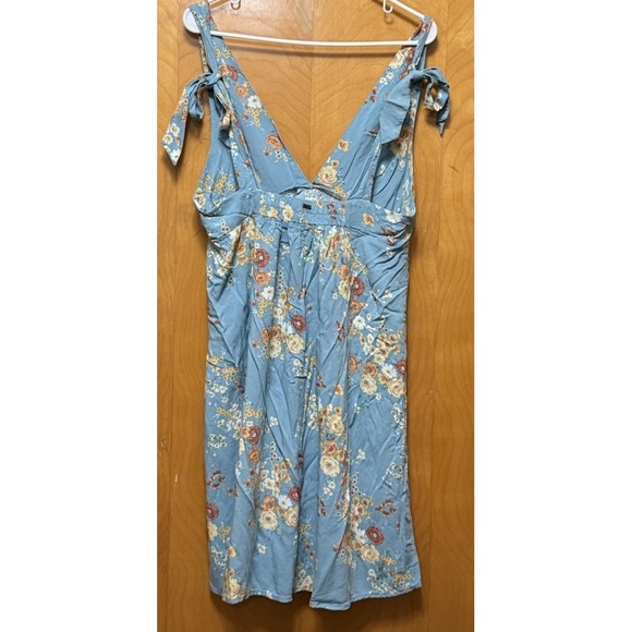 O'Neil Womens Lorna Floral Tie Strap Swingy A Line Dress Plunging V Neck Sz L - Picture 4 of 9
